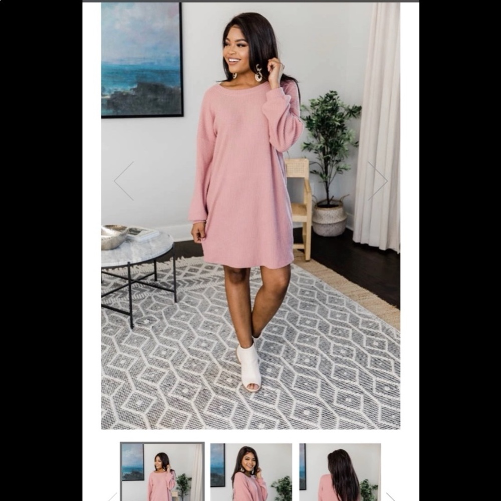 PINK LILY waffle knit choose forever dress
